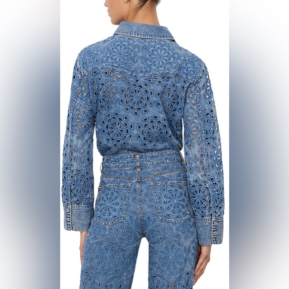 Alice + Olivia Finely Cropped Laser Cut Jacket - Picture 3 of 7